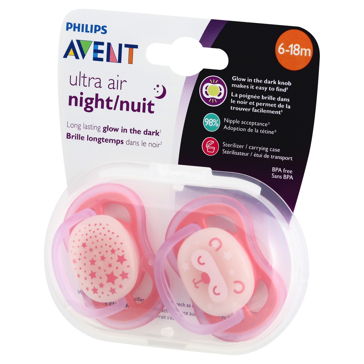 slide 7 of 9, Avent 6-18 Months Ultra Air Night Pacifiers 2 ea, 2 ct