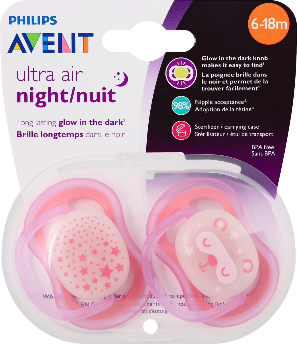 slide 9 of 9, Avent 6-18 Months Ultra Air Night Pacifiers 2 ea, 2 ct