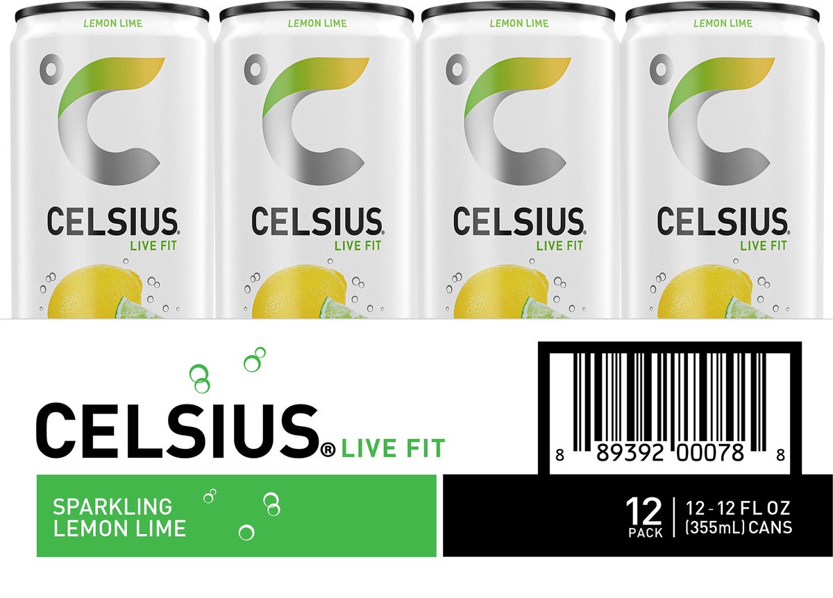 slide 3 of 6, CELSIUS Sparkling Lemon Lime, Functional Essential Energy Drink 12 Fl Oz (Pack of 12), 12 ct