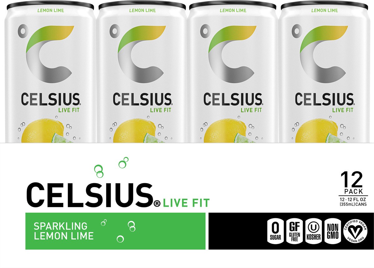 slide 4 of 6, CELSIUS Sparkling Lemon Lime, Functional Essential Energy Drink 12 Fl Oz (Pack of 12), 12 ct