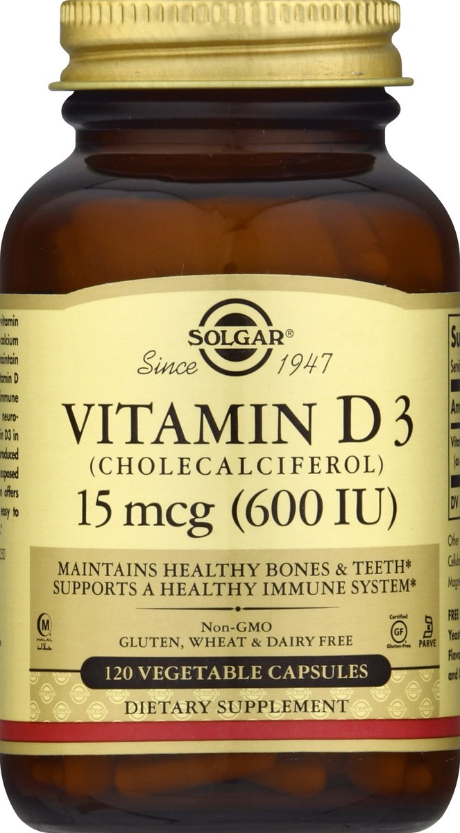 slide 9 of 9, Solgar Vegetable Capsules 15 mcg Vitamin D3 120 ea, 120 ct