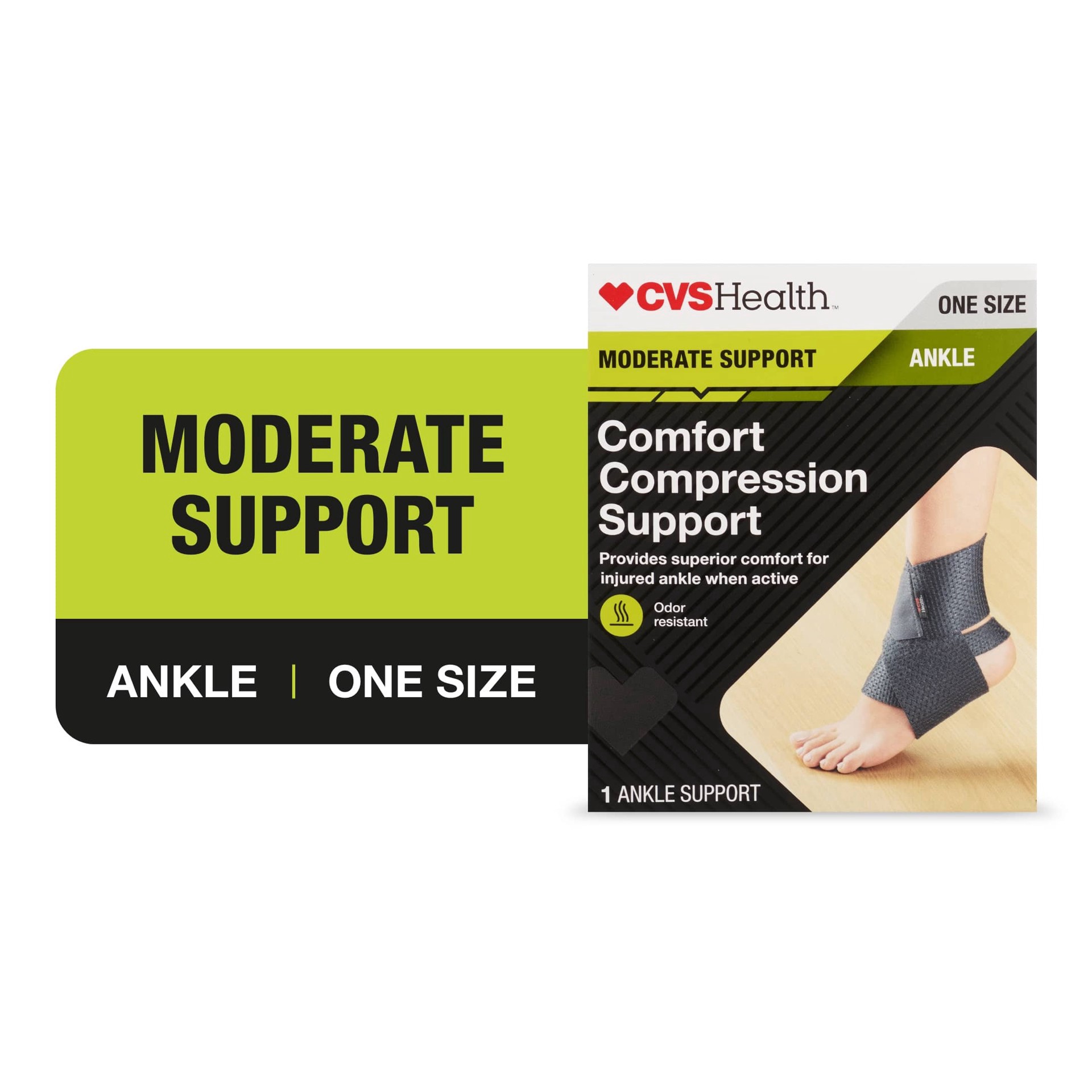 slide 1 of 1, CVS Health Moderate Support Ankle Comfort Compression Support, 1 ct