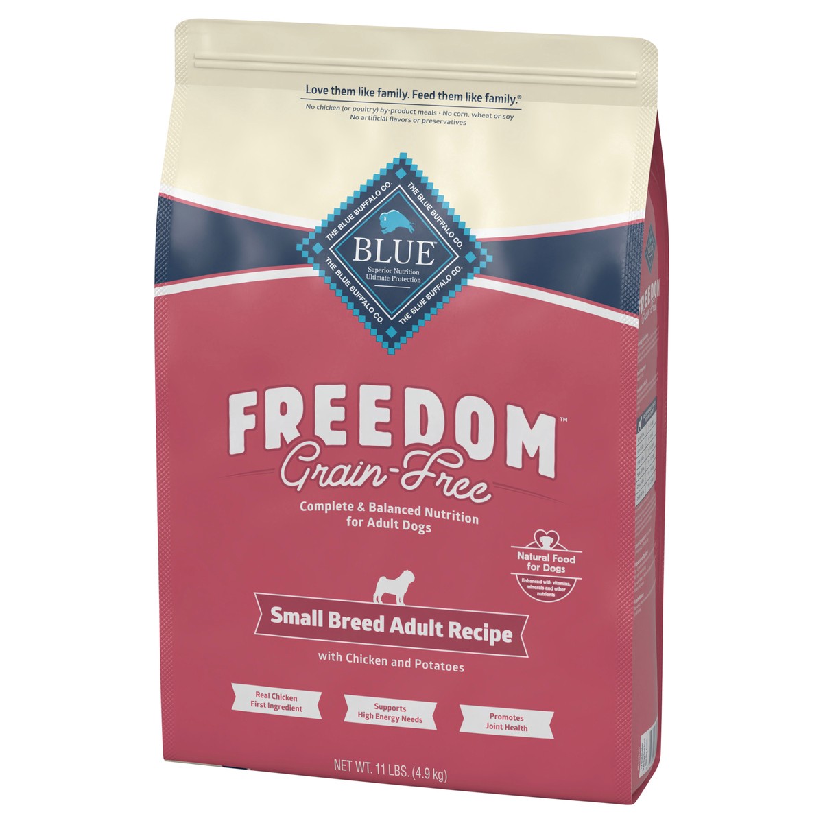 slide 3 of 9, Blue Buffalo Freedom Grain Free Natural Adult Small Breed Dry Dog Food, Chicken 11-lb, 11 lb