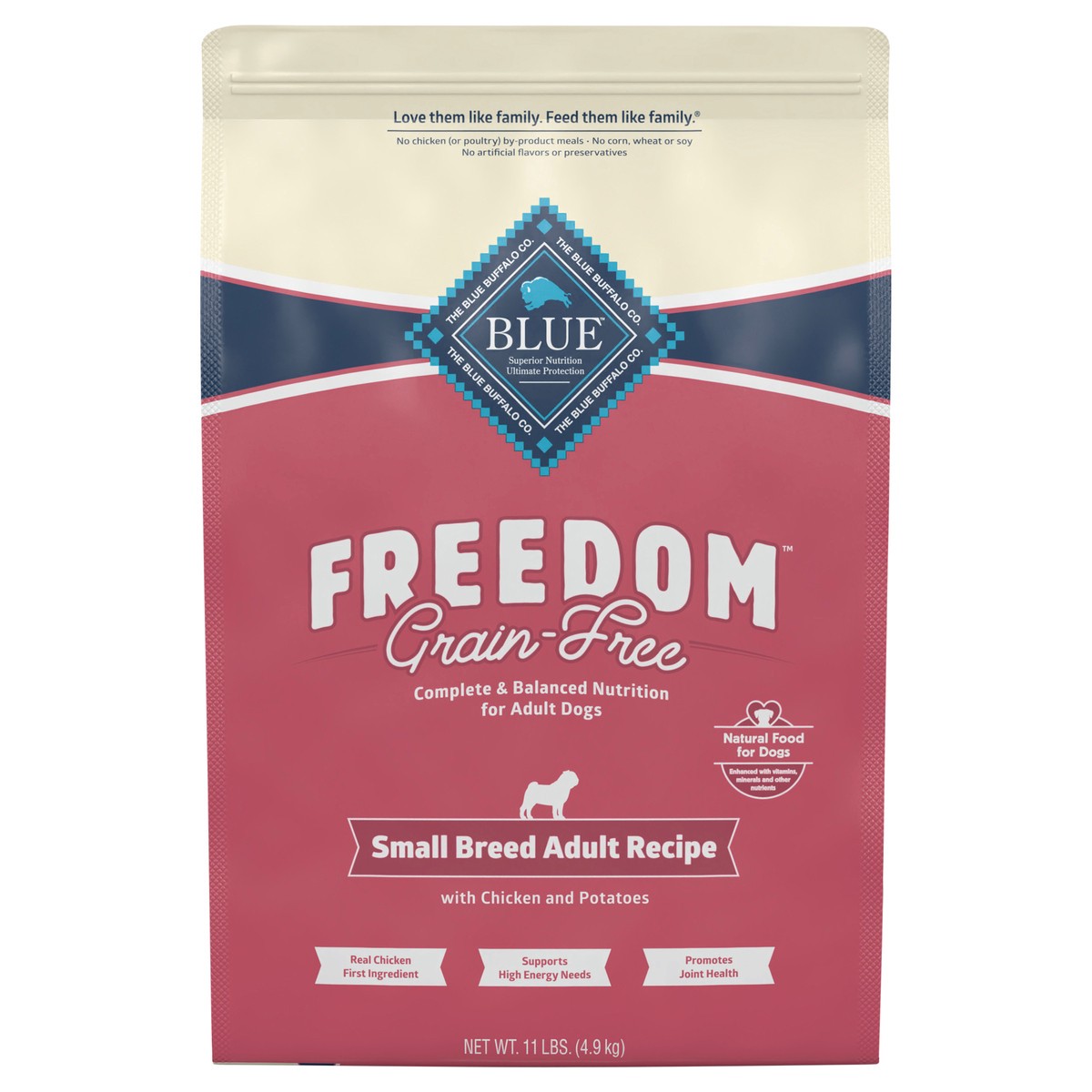 slide 1 of 9, Blue Buffalo Freedom Grain Free Natural Adult Small Breed Dry Dog Food, Chicken 11-lb, 11 lb