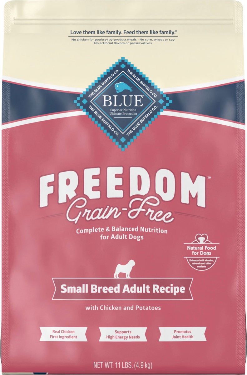 slide 6 of 9, Blue Buffalo Freedom Grain Free Natural Adult Small Breed Dry Dog Food, Chicken 11-lb, 11 lb