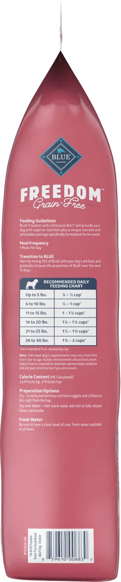 slide 8 of 9, Blue Buffalo Freedom Grain Free Natural Adult Small Breed Dry Dog Food, Chicken 11-lb, 11 lb