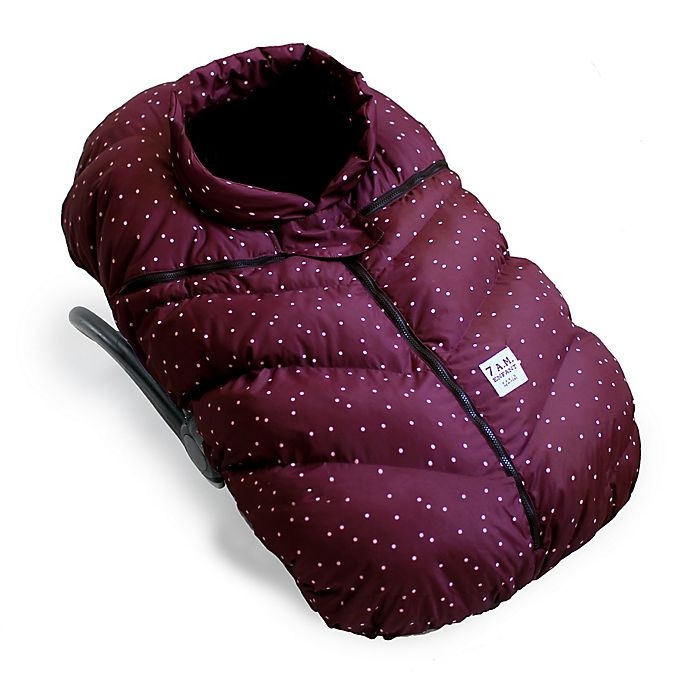 slide 5 of 6, 7AM Enfant Car Seat Cocoon Cover with Plush Lining - Maroon Petit Pois, 1 ct