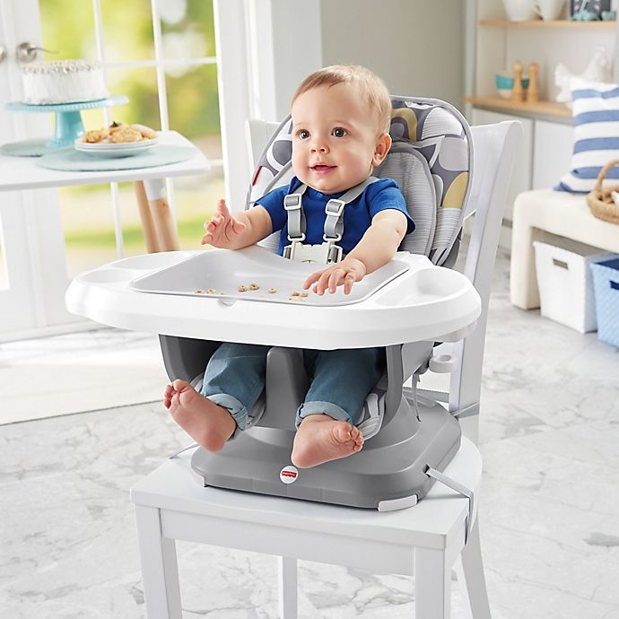 slide 4 of 5, Fisher-Price Deluxe SpaceSaver Pebble High Chair - Grey, 1 ct