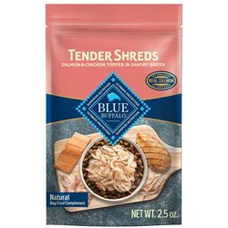 Blue Buffalo Tender Shreds Salmon & Chicken in Savory Broth All Life Stages Dog Food Topper - 2.5 oz