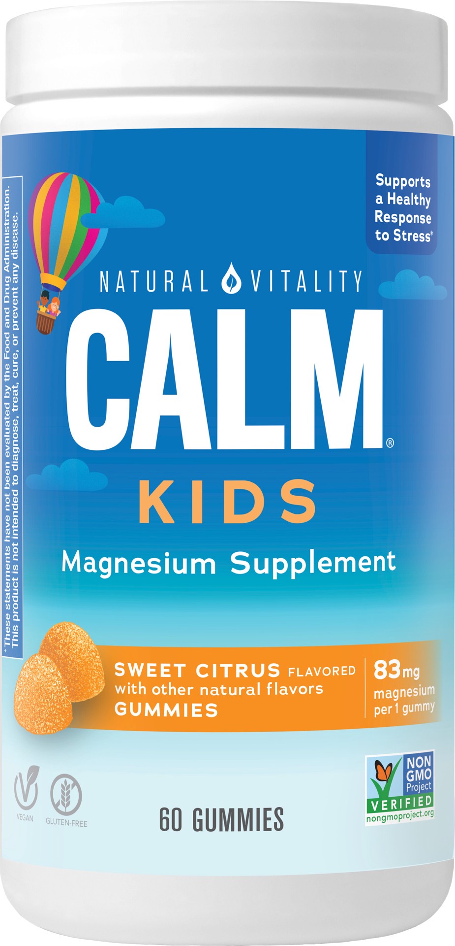 slide 1 of 12, Natural Vitality CALM Kids Sweet Citrus Flavored Magnesium Supplement Gummies – 60 Count, 1 Bottle, 60 ct
