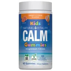Natural Vitality Kids CALM Magnesium Citrate Sweet Citrus Gummies 60 Ct