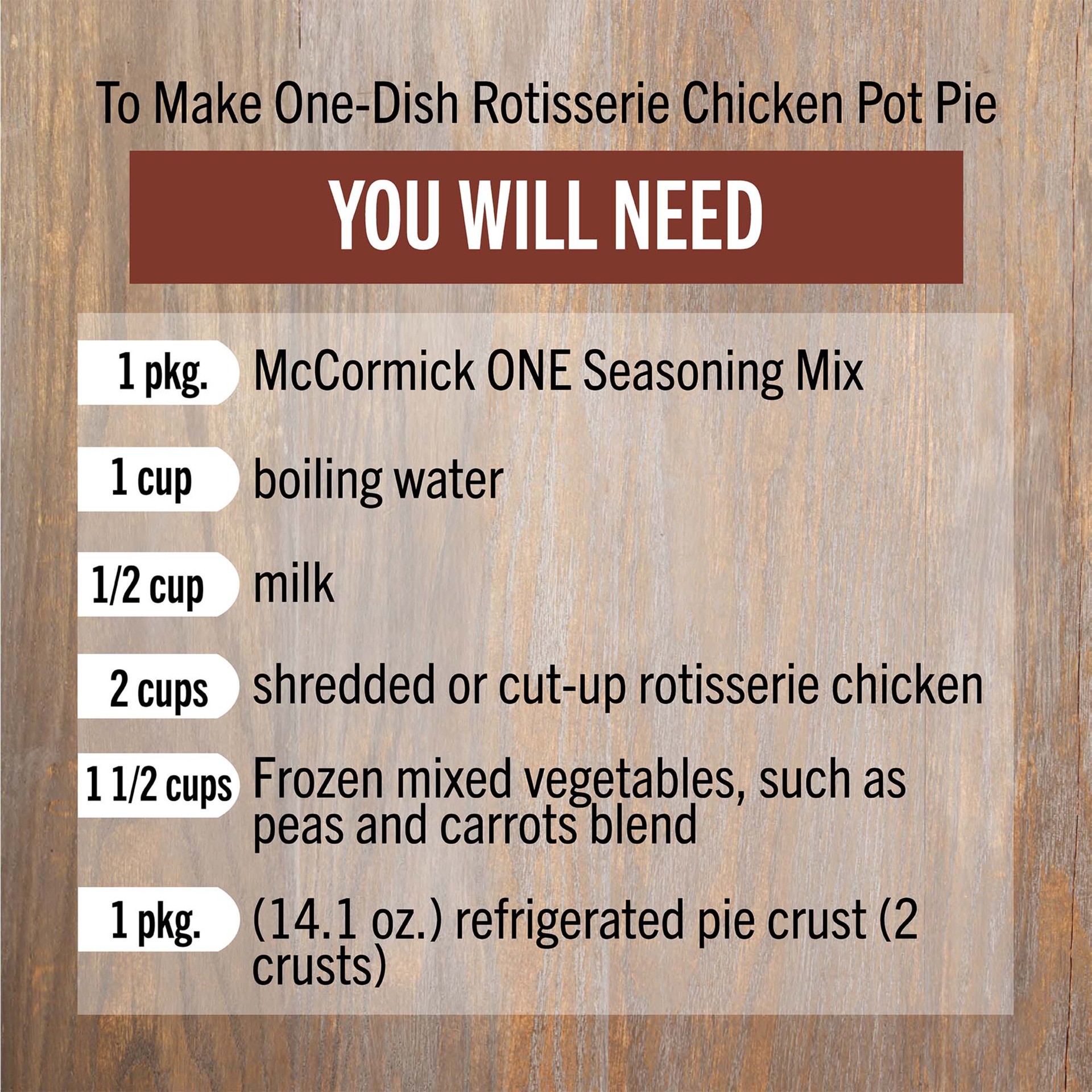 slide 2 of 5, McCormick Pot Pie Seasoning Mix, 1.25 oz