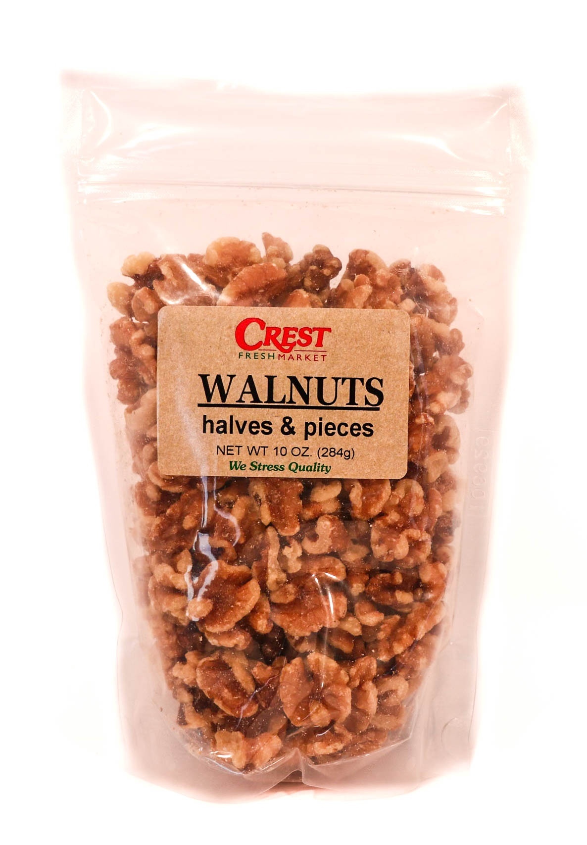 slide 1 of 1, Crest Fresh Market Nut Walnut English Halves&Pieces Bag, 10 oz