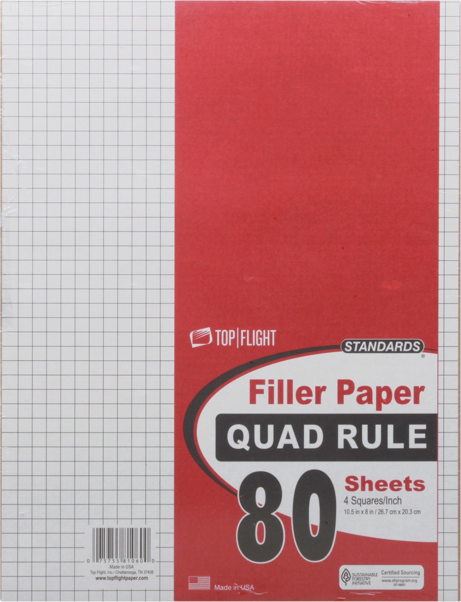 slide 6 of 9, Top Flight Filler Paper, Quadrille, 80 ct