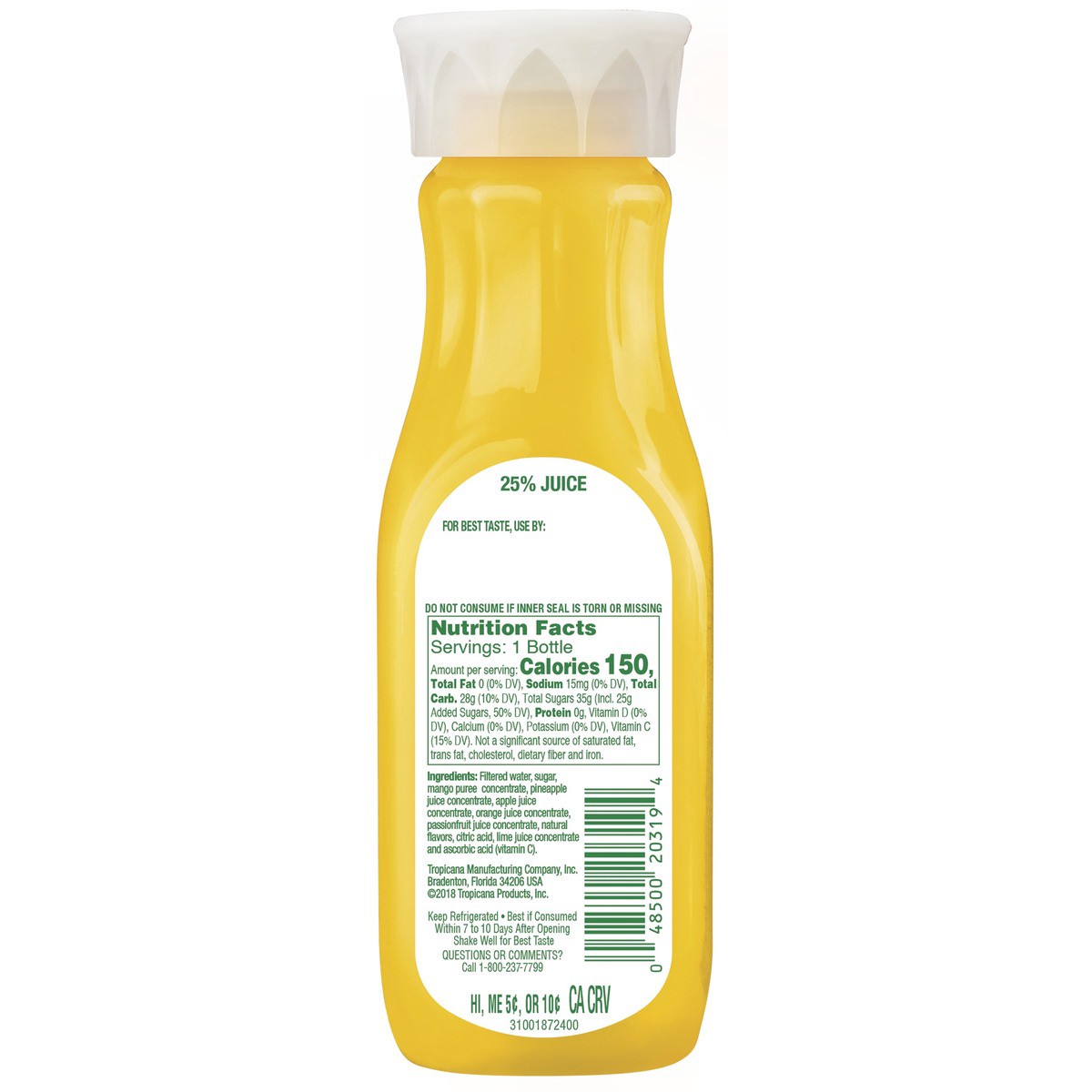 slide 6 of 7, Tropicana Drink, Pineapple Mango, 12 oz