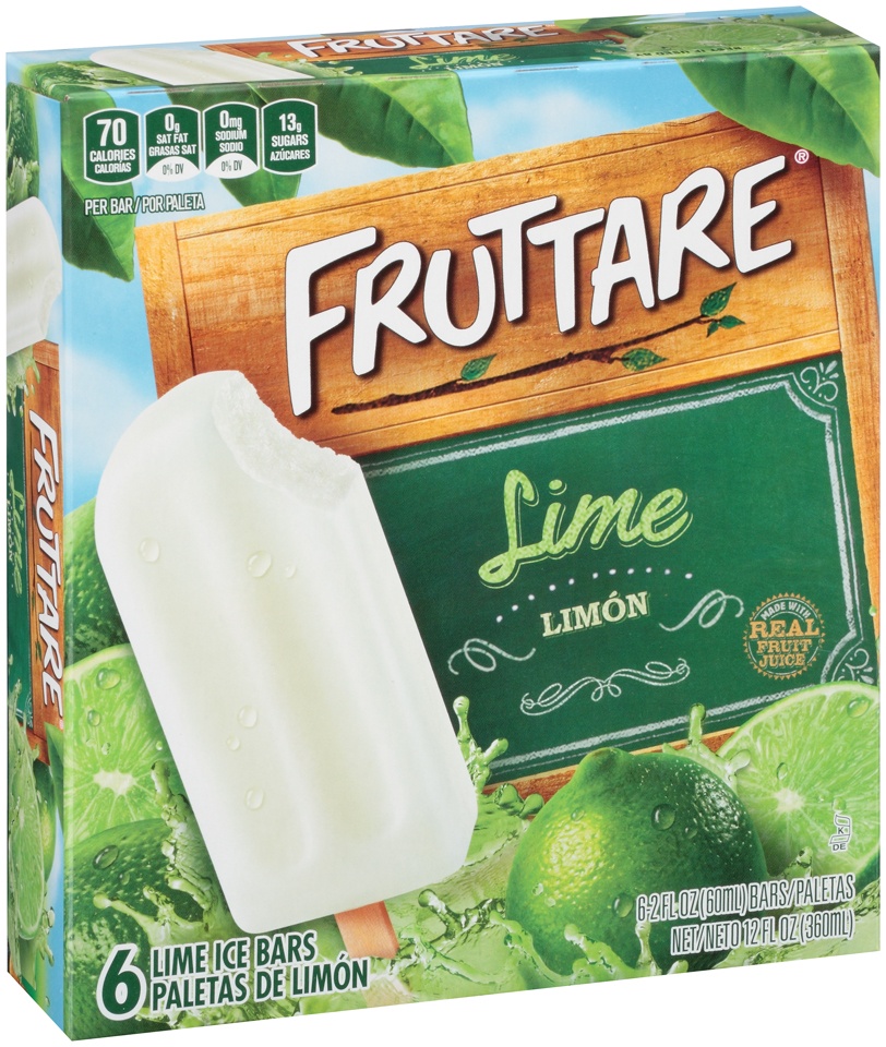 slide 1 of 1, Fruttare Frozen Fruit Bar Lime, 6 ct, 6 ct