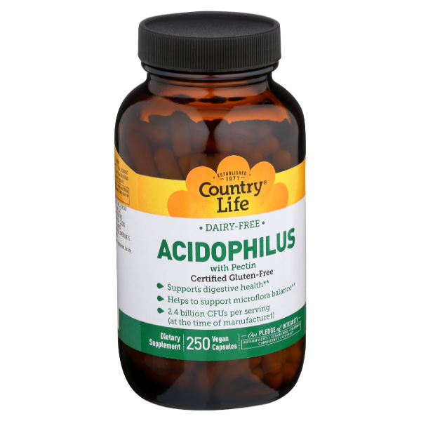 slide 1 of 1, Country Life Dairy-free Acidophilus With Pectin Capsules, 250 ct