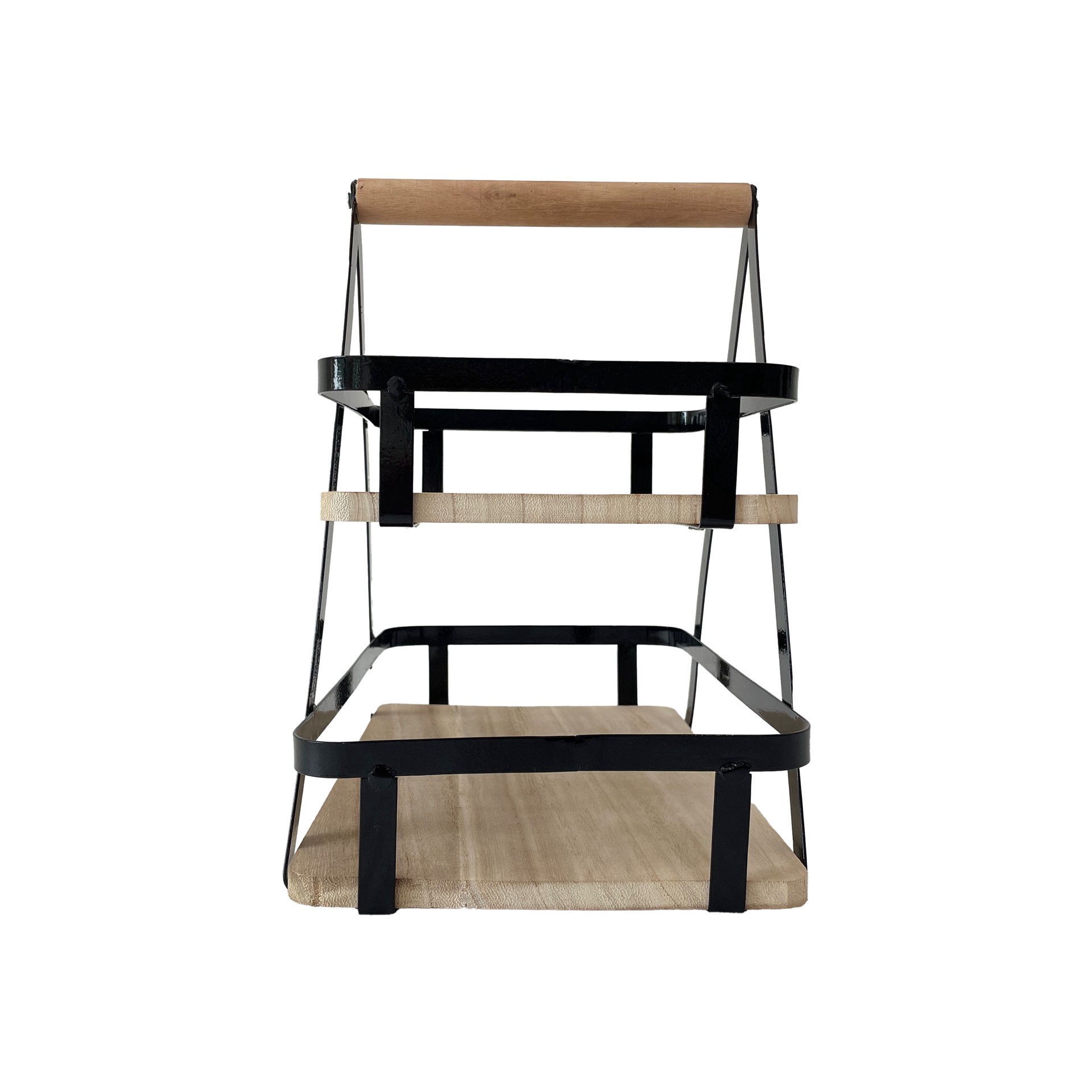 slide 2 of 4, 12" Wood & Metal 2-Tier Tray By Ashland, 12 in