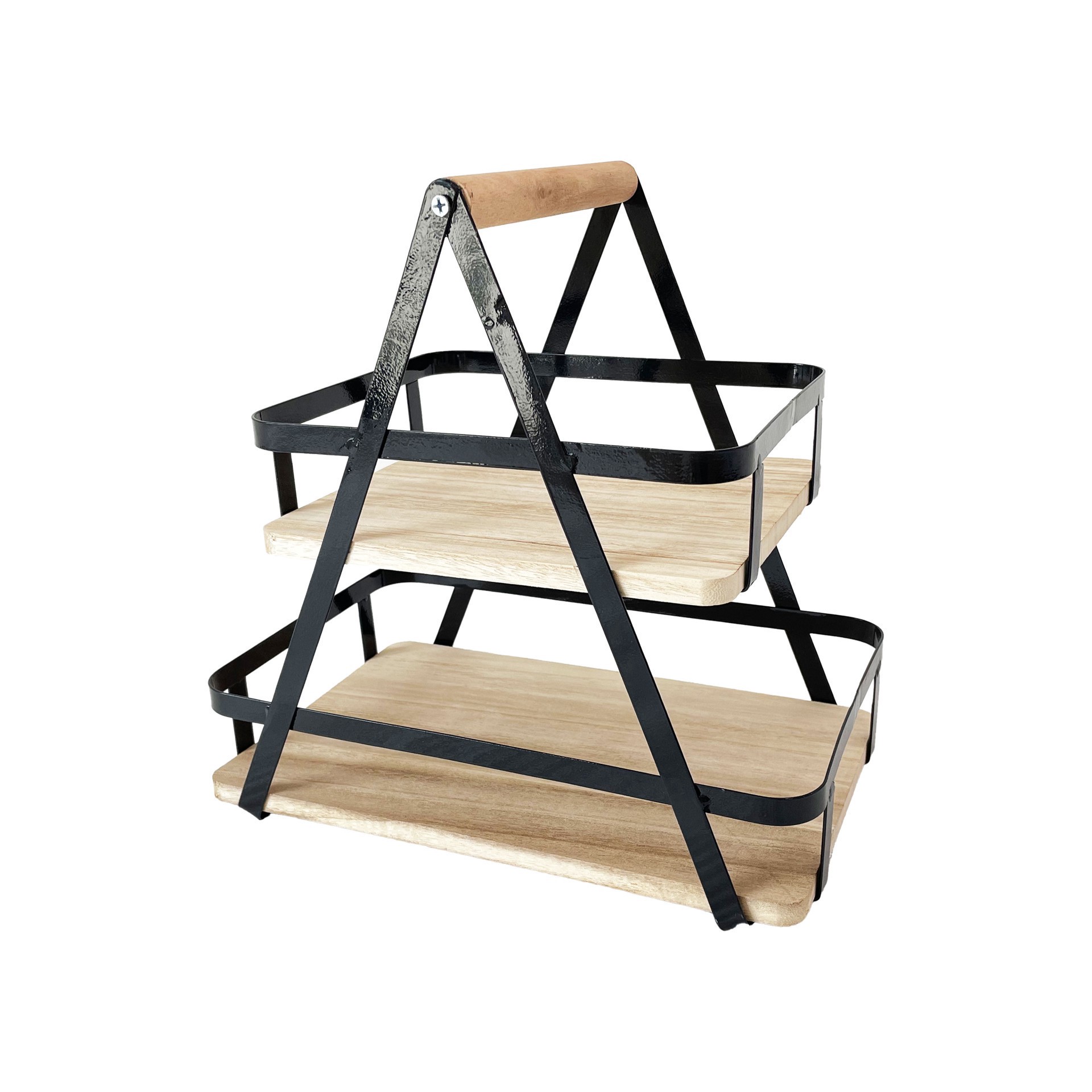 slide 3 of 4, 12" Wood & Metal 2-Tier Tray By Ashland, 12 in