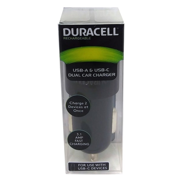 slide 1 of 2, Duracell Dual Car Charger, Black, Le2318, 1 ct