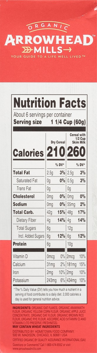 slide 8 of 9, Arrowhead Mills Organic Amaranth Flakes Cereal, 12 oz