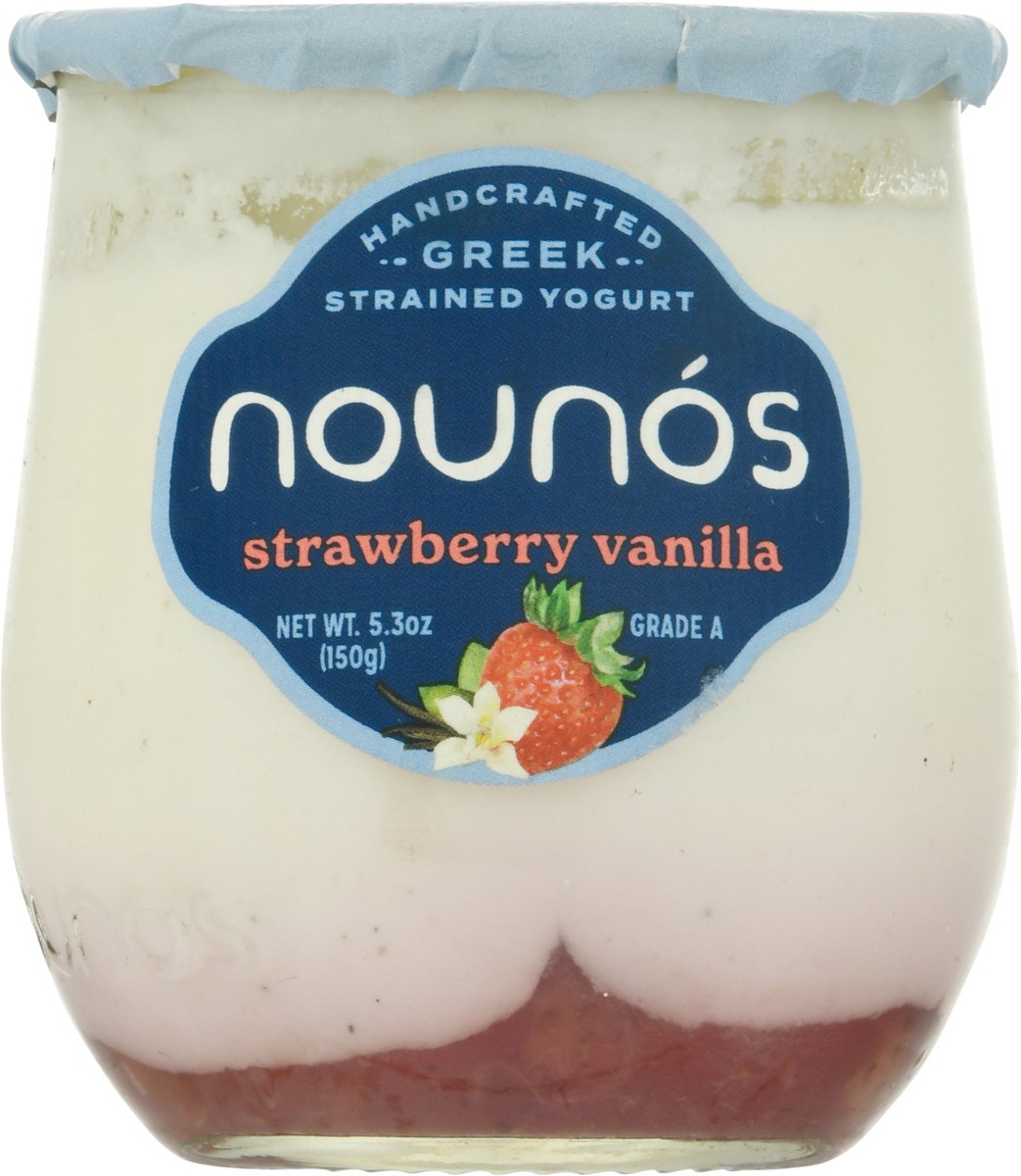 slide 3 of 9, Nounós Strained Greek Strawberry Vanilla Yogurt 5.3 oz, 5.3 oz