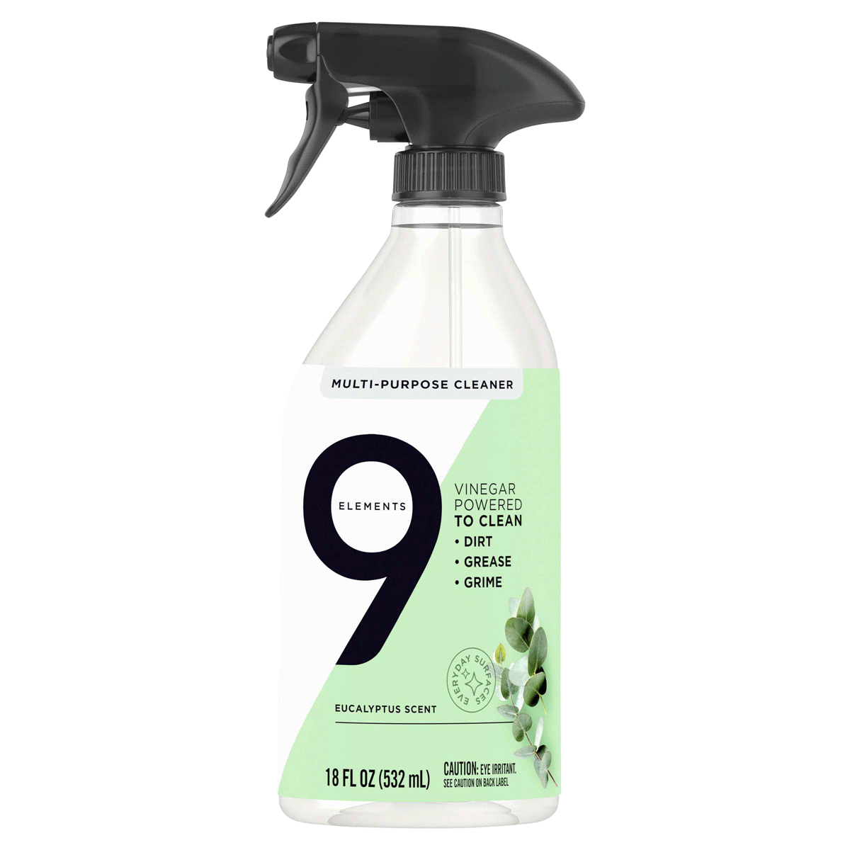 slide 1 of 1, 9 Elements Multi-Purpose Surface Cleaning Spray, Eucalyptus Scent, 18 oz
