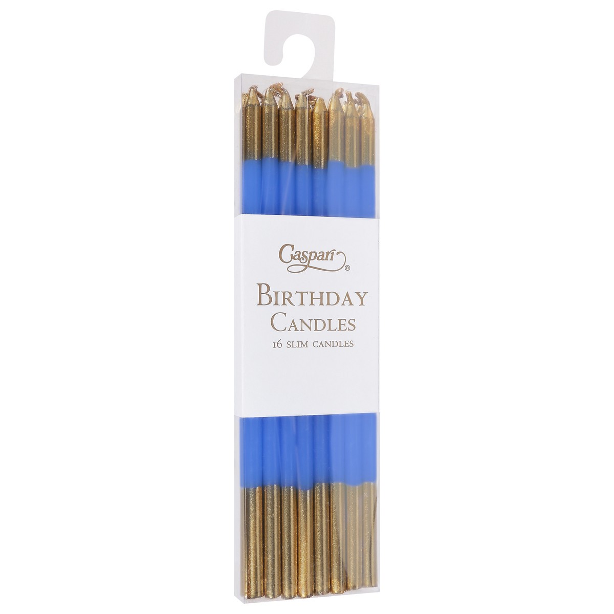 slide 7 of 12, Caspari Slim French Blue/Gold Birthday Candles 16 ea, 16 ct