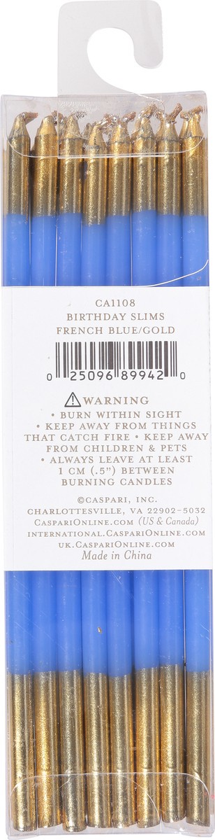 slide 8 of 12, Caspari Slim French Blue/Gold Birthday Candles 16 ea, 16 ct