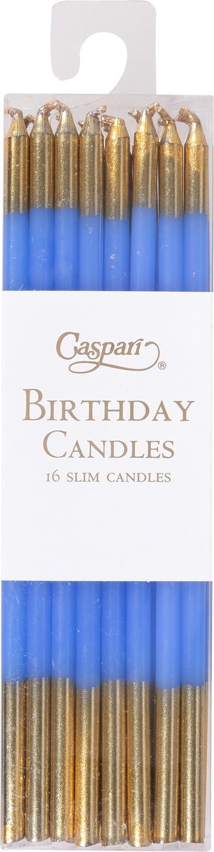 slide 4 of 12, Caspari Slim French Blue/Gold Birthday Candles 16 ea, 16 ct