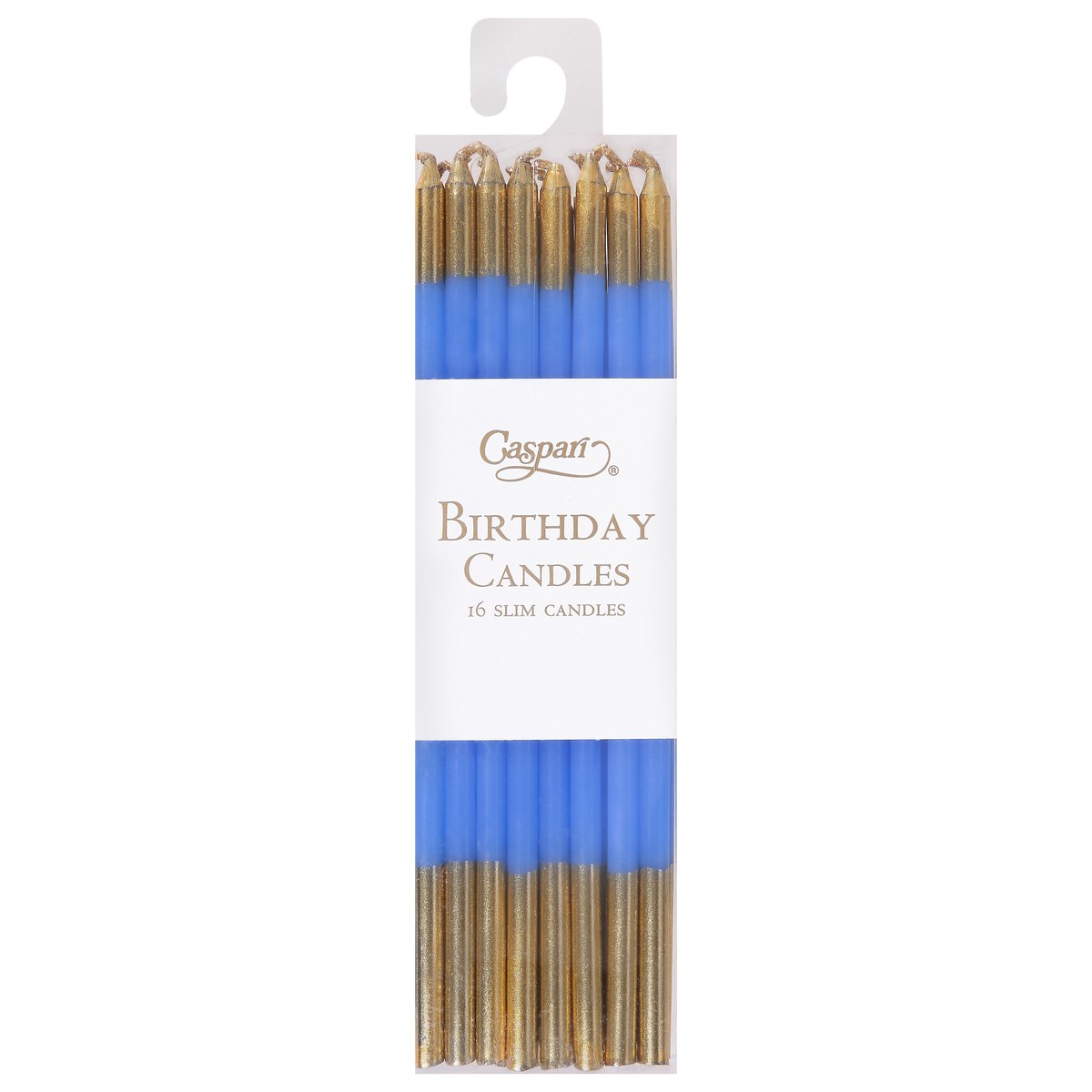 slide 11 of 12, Caspari Slim French Blue/Gold Birthday Candles 16 ea, 16 ct