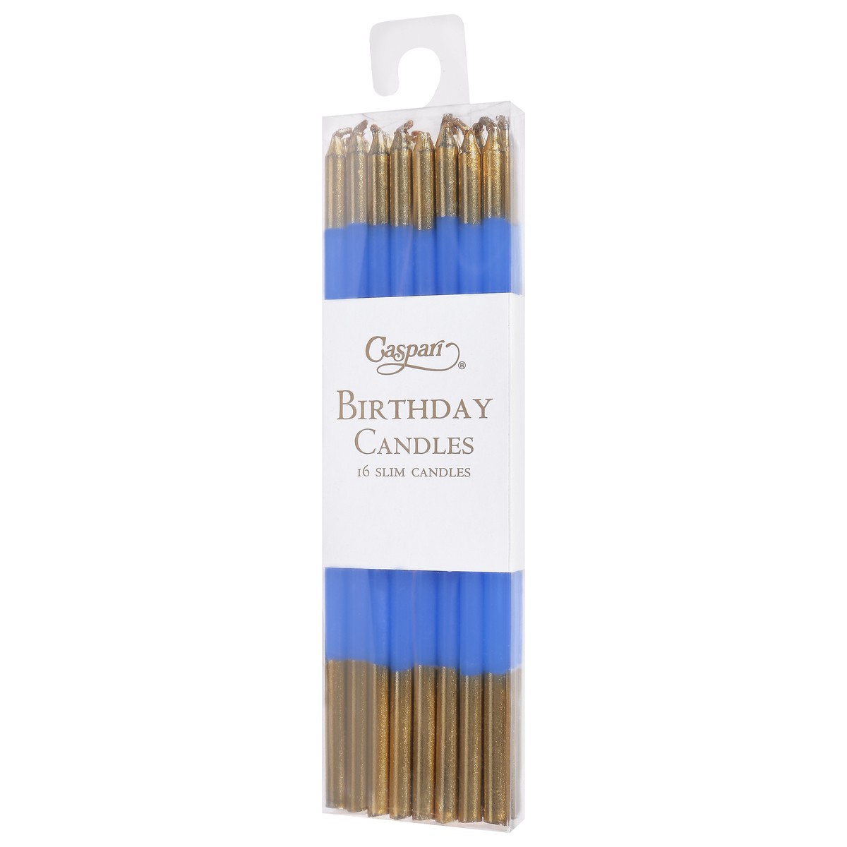 slide 10 of 12, Caspari Slim French Blue/Gold Birthday Candles 16 ea, 16 ct