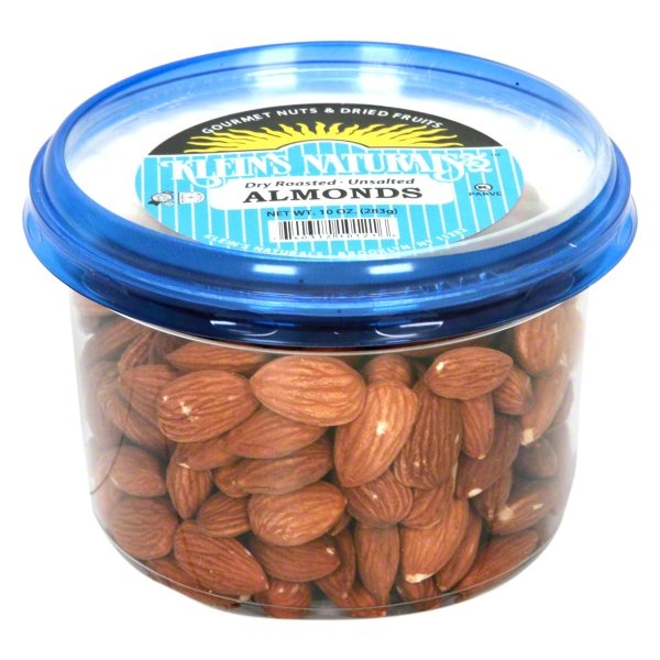 slide 1 of 1, Klein's Naturals Almonds, Dry Roasted, Unsalted, 10 oz