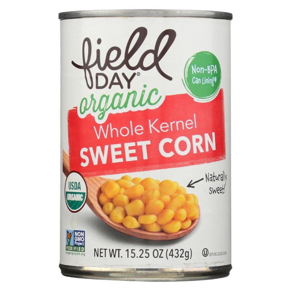 slide 1 of 1, Field Day Sweet Corn - Organic - Whole Kernel, 15.25 oz