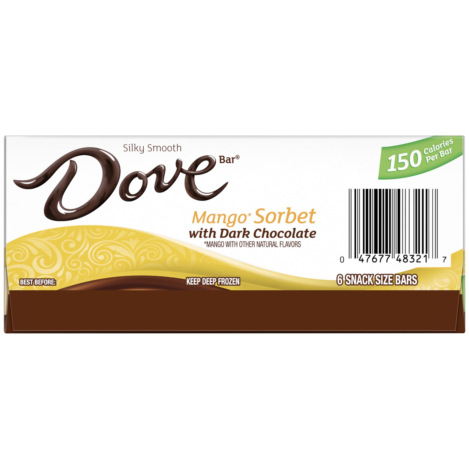 slide 2 of 3, DoveBAR Mango Sorbet With Dark Chocolate Snack Size Bars 6-Count Box, 12 fl oz