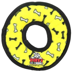 Tuffy Medium Ring Squeaky Dog Toy, Yellow