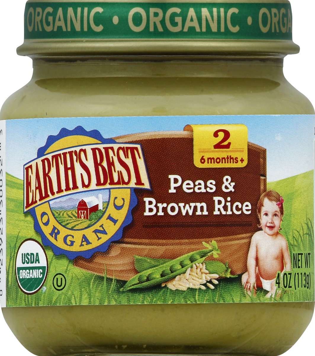 slide 5 of 6, Earth's Best Earths Best Organic Green Peas And Brown Rice Baby Food, 4 oz