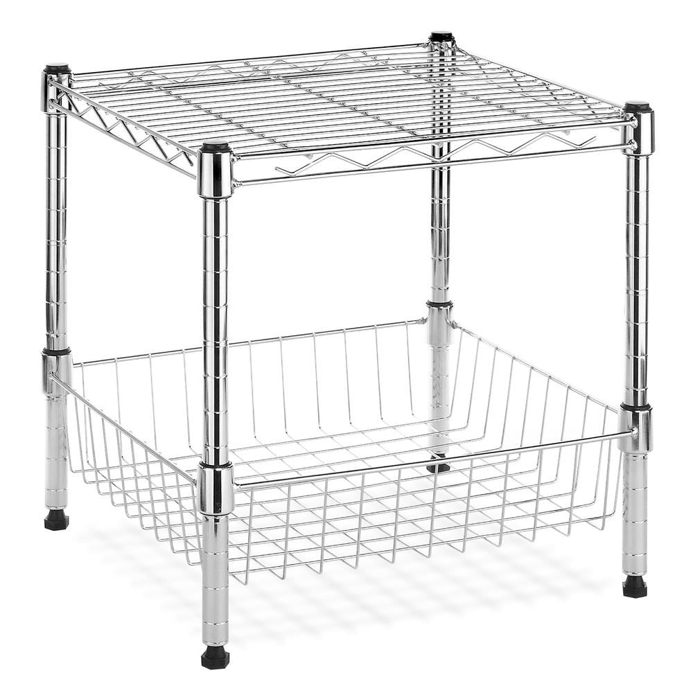 slide 1 of 1, Whitmor Supreme Stacking Shelf With Basket, 15 in x 14 in x 15 in