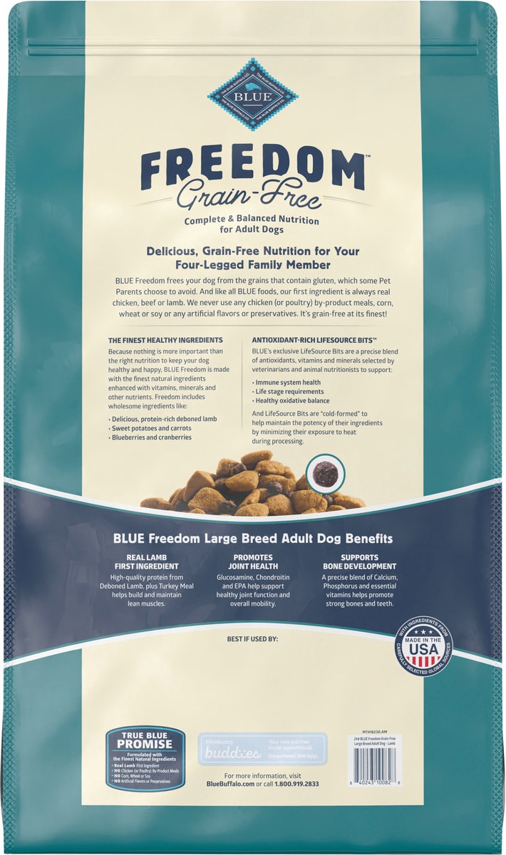 slide 5 of 11, Blue Buffalo Freedom Grain Free Natural Adult Large Breed Dry Dog Food, Lamb 24-lb, 24 lb