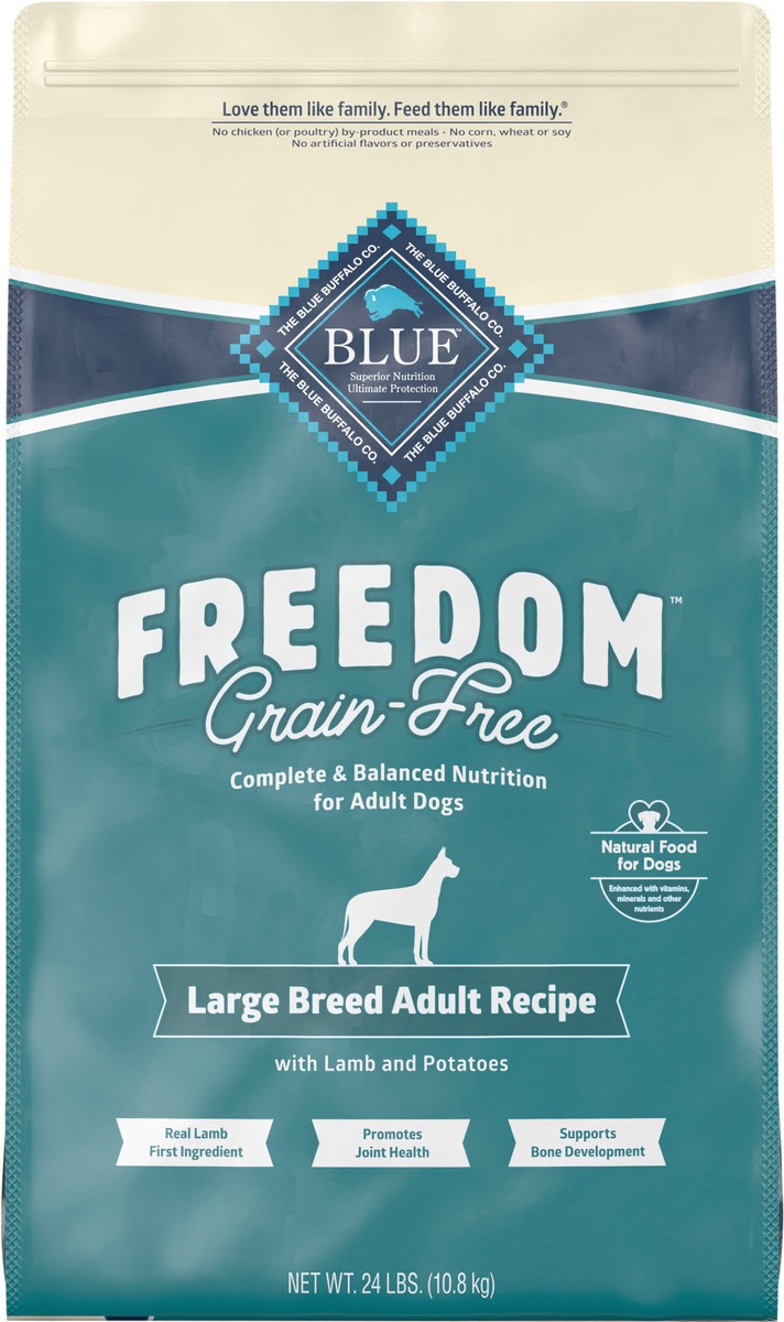 slide 6 of 11, Blue Buffalo Freedom Grain Free Natural Adult Large Breed Dry Dog Food, Lamb 24-lb, 24 lb