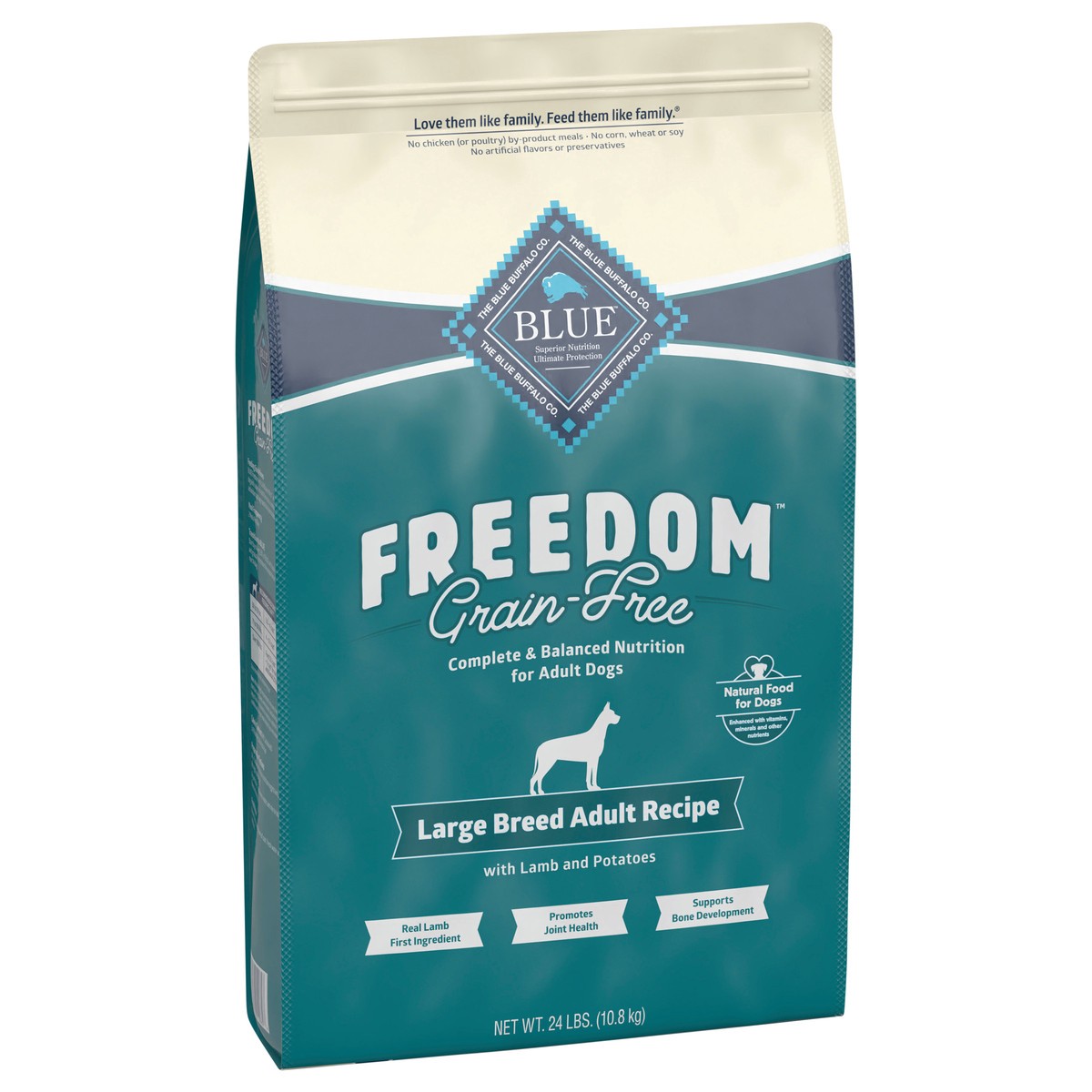 slide 7 of 11, Blue Buffalo Freedom Grain Free Natural Adult Large Breed Dry Dog Food, Lamb 24-lb, 24 lb