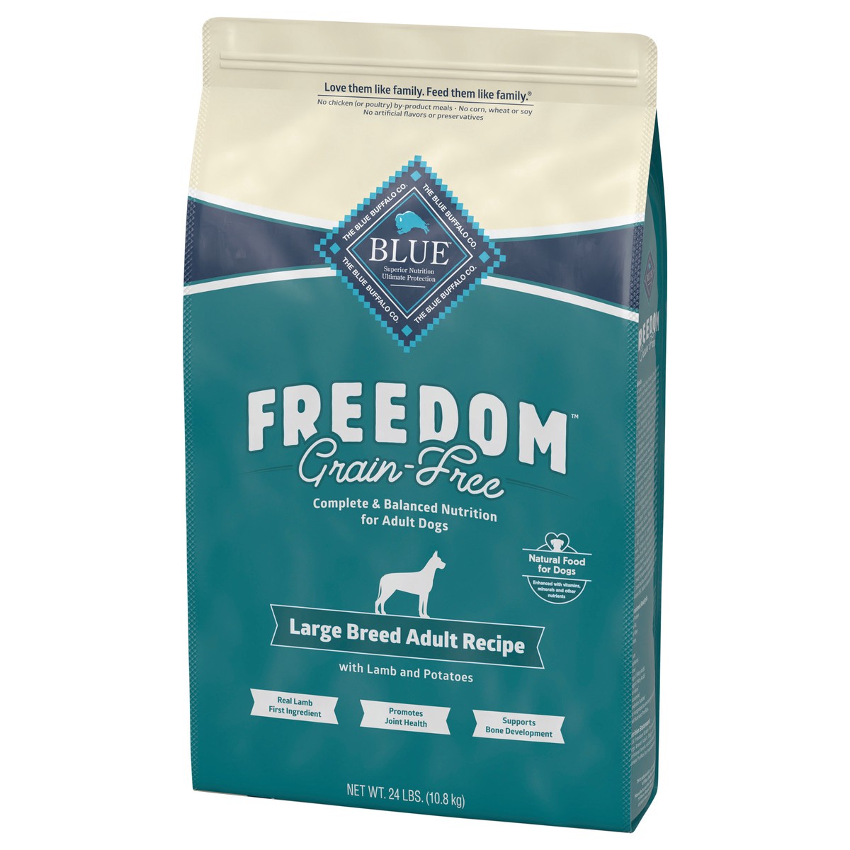 slide 8 of 11, Blue Buffalo Freedom Grain Free Natural Adult Large Breed Dry Dog Food, Lamb 24-lb, 24 lb