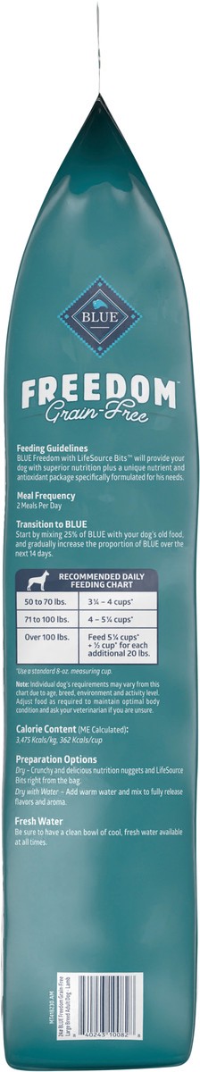 slide 9 of 11, Blue Buffalo Freedom Grain Free Natural Adult Large Breed Dry Dog Food, Lamb 24-lb, 24 lb