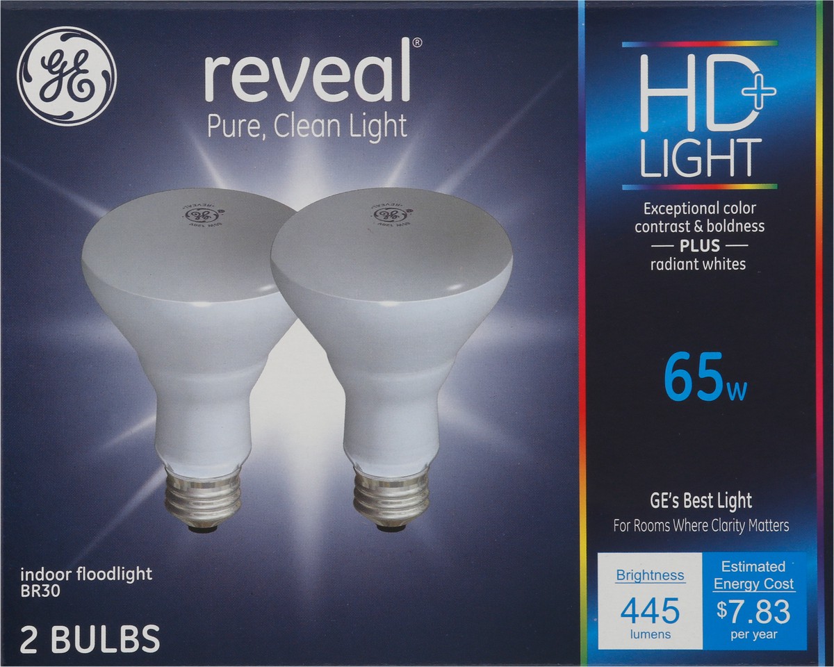 slide 4 of 12, GE Reveal 65 watt Directional Indoor Floodlight Bulbs, 2 ct