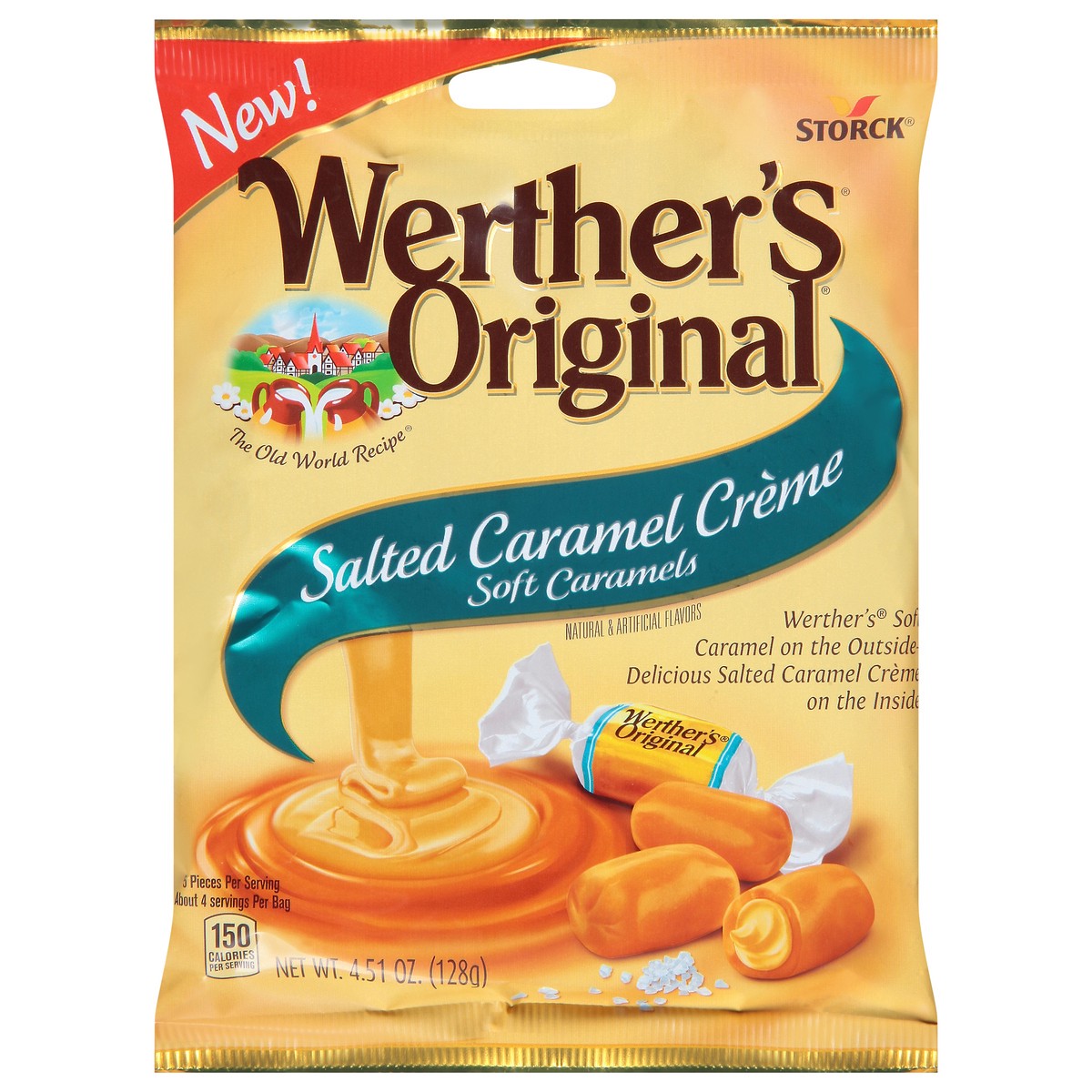 slide 1 of 9, Storck Werthers Salted Creme Soft Caramel Candies, 4.51 oz