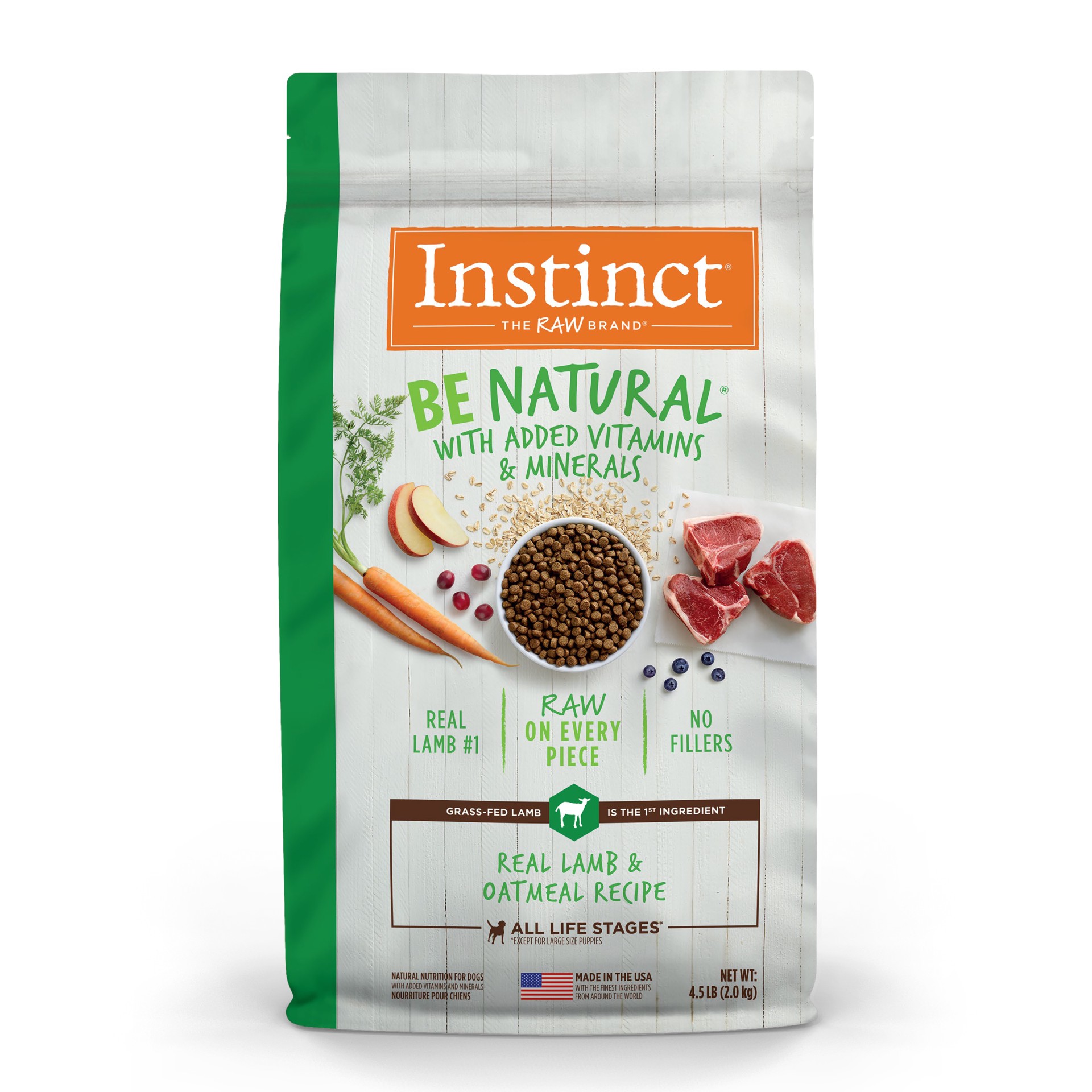 slide 1 of 9, Nature's Variety Instinct Be Natural Real Lamb & Oatmeal Recipe Natural Dry Dog Food, 4.5 lb