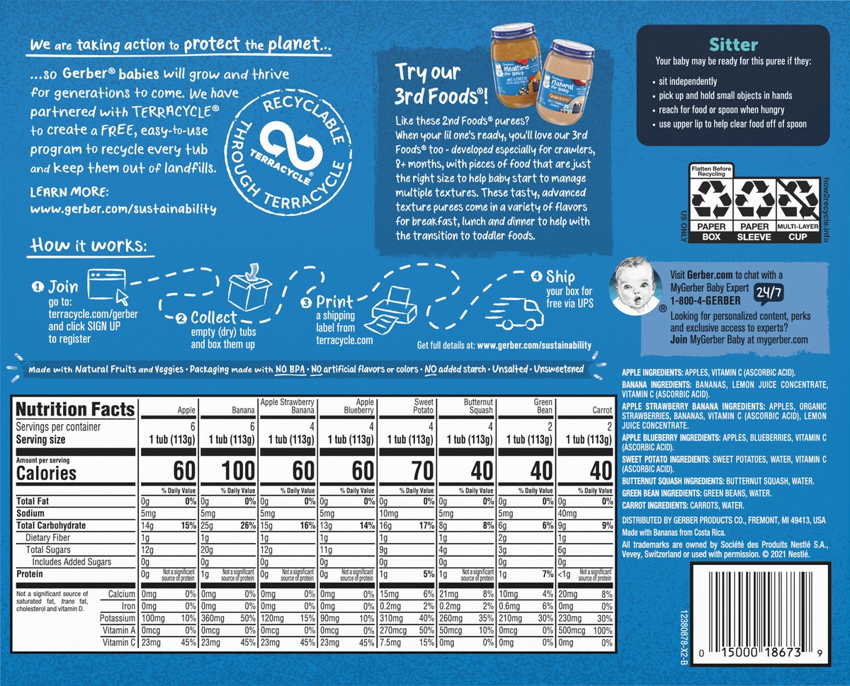 slide 4 of 9, Gerber Baby Food Stage 2 Fruit & Veggie Puree Tubs 16 Variety Pack - 128oz, 16 ct