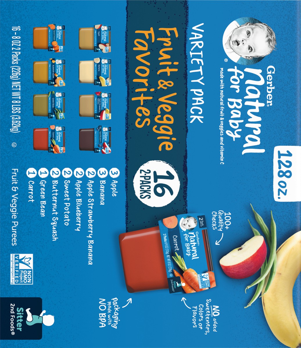 slide 7 of 9, Gerber Baby Food Stage 2 Fruit & Veggie Puree Tubs 16 Variety Pack - 128oz, 16 ct