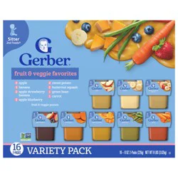 Gerber 2nd Foods Natural for Baby Fruit & Veggie Favorites, Variety Pack, 4 oz Tubs (32 Pack)