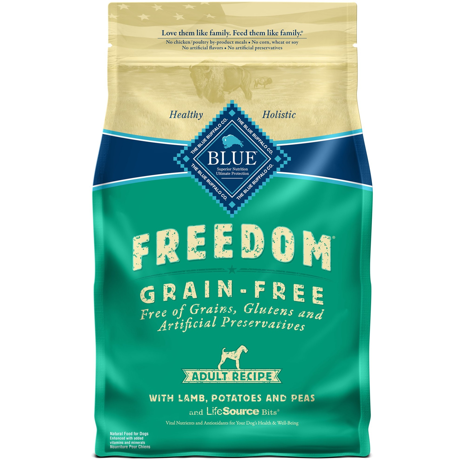 slide 1 of 1, Blue Buffalo Blue Freedom Grain-Free Adult Lamb Recipe Dry Dog Food, 4 lb